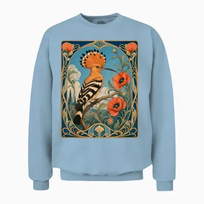 Huppe Oiseau Art Nouveau Floral Style Vintage Unisex Sweatshirt - Light Blue