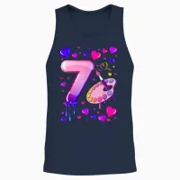 7. Geburtstag, Mädchen 7 Jahre, Malerei, Nummer 7 Unisex Tank Top in Navy - 2