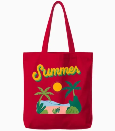 Retro Summer Vibes Tote Bags - Red