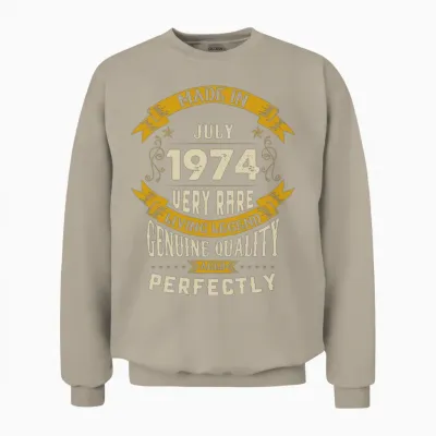 July 1974 Vintage Birthday Present Unisex Sweatshirt - Sand