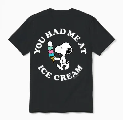 Peanuts - Snoopy You Had Me at Ice Cream Unisex T-Shirt - Black