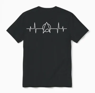 Heart Beat Trek Star Logo Enterprise Discovery Uss Unisex T-Shirt - Black