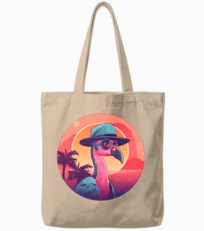 Style Flamingo Lovers Retro Tote Bags - Natural