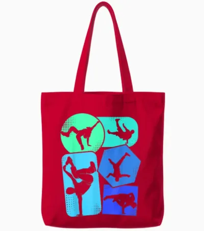 Break Dance Breakdance Kids Man T-Shirt, Black, S Tote Bags - Red