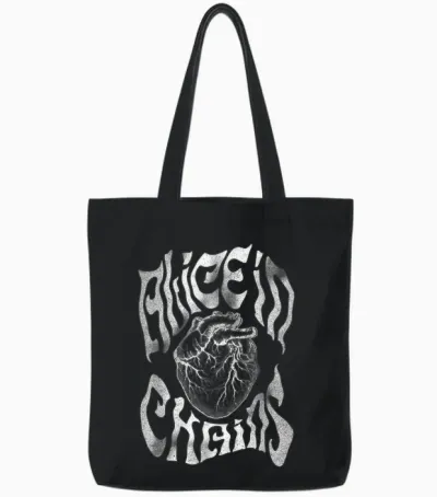 Alice in Chains Heart Tote Bags - Black