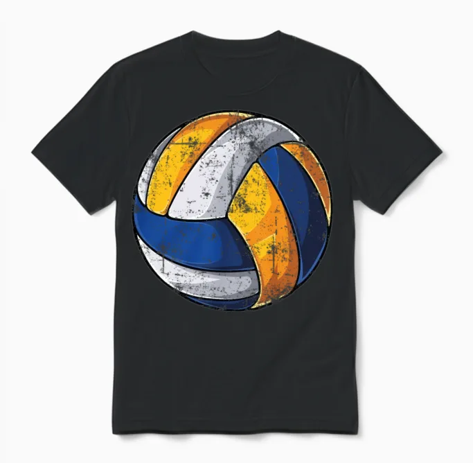Volleyball Retro Unisex T-Shirt in Black
