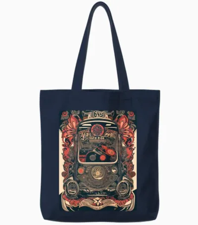 60s Retro Style Tote Bags - Navy