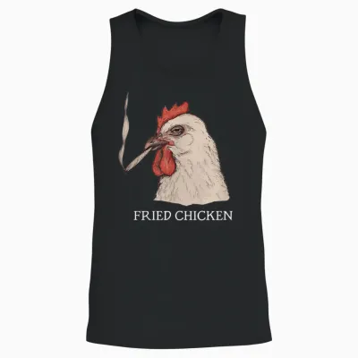 Fried Chicken 420 Smoking Marijuana, Funny Stoner, Weed Meme Unisex Tank Top - Black