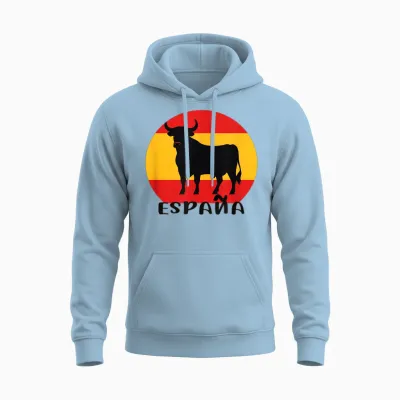 Stier Vor Spanischer Flagge, Spanien Unisex Hoodie - Light Blue