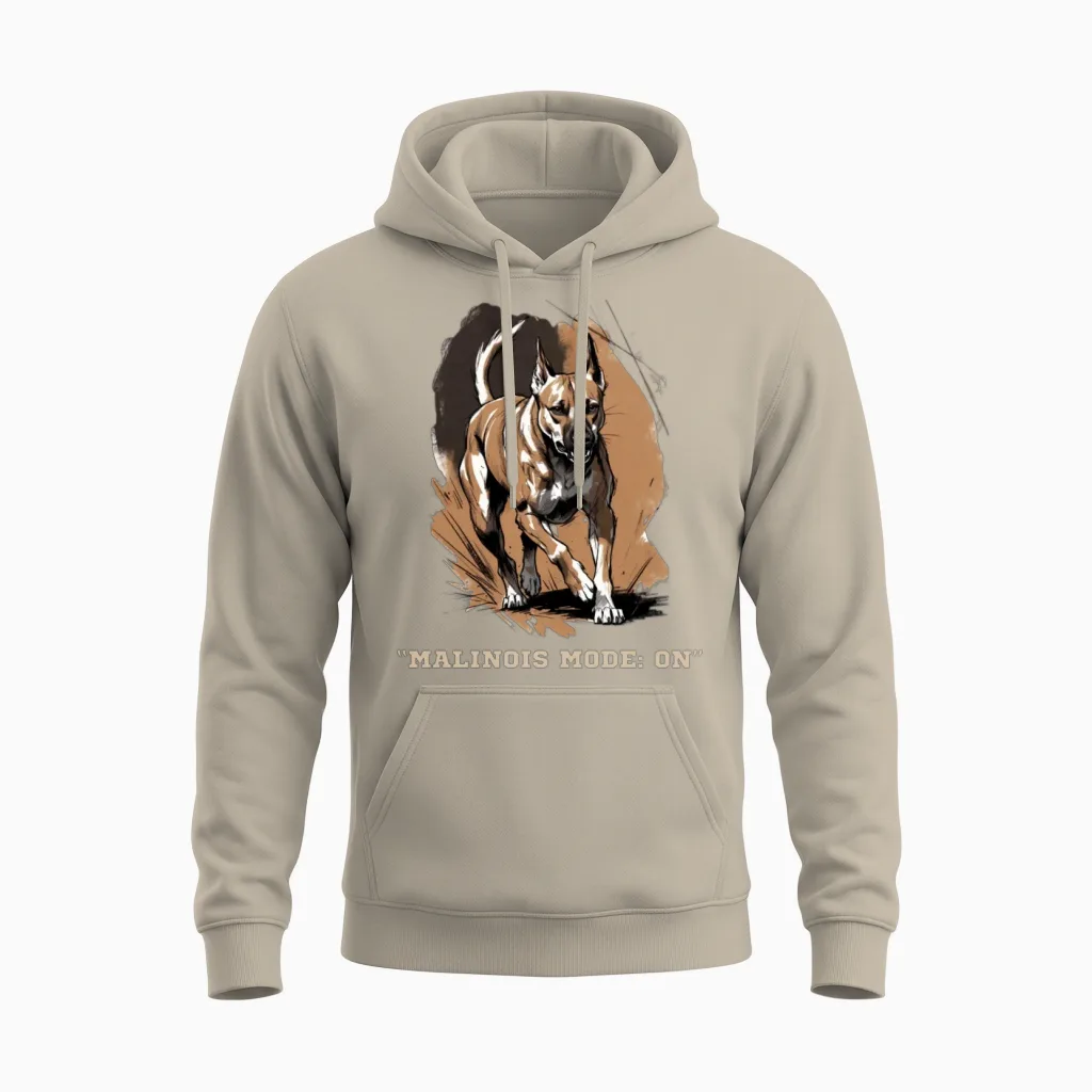 Belgian Malinois No off Switch Athletic Dog Unisex Hoodie in Sand