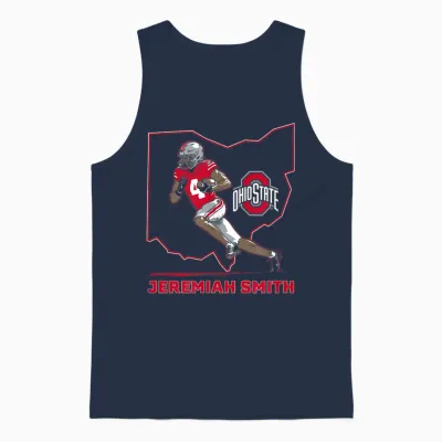 Ohio State Football: Jeremiah Smith State Star Unisex Tank Top - Navy
