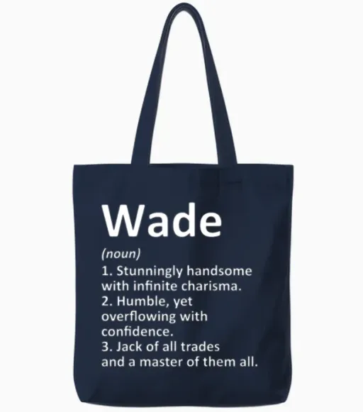 Wade Definition Personalized Name Funny Birthday G Tote Bags in Navy