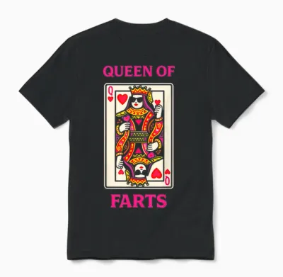 Queen of Farts Funny Poker Playing Cards Humour Unisex T-Shirt - Black