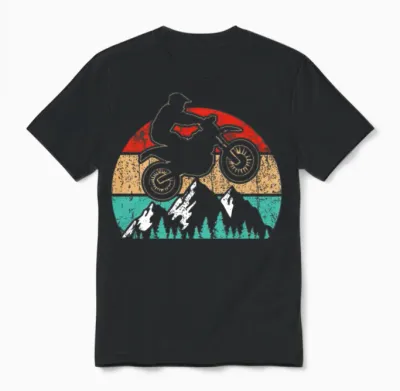 Motocross Vintage Bike Retro Unisex T-Shirt - Black