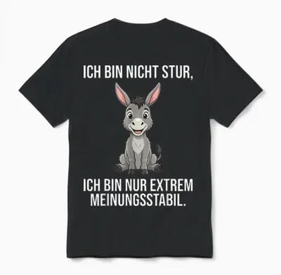 Ich Bin Nicht Stur Extrem Meinungsstabil Esel Unisex T-Shirt - Black