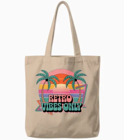 Vintage Retro Art Tote Bags - Natural