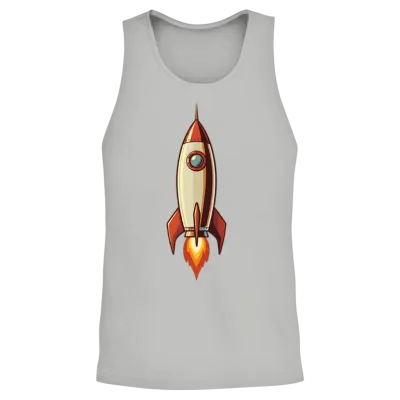 Retro Rocket Ship Unisex Tank Top - Ash