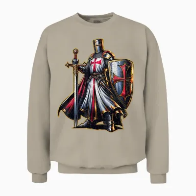 A Warrior of Christ Knights Templar Cross Aged Man T-Shirt, Black, S Unisex Sweatshirt - Sand
