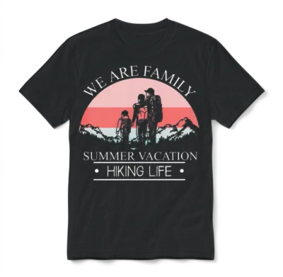 We Are Family Summer Vacation for Hiking Hiking Unisex T-Shirt - Black