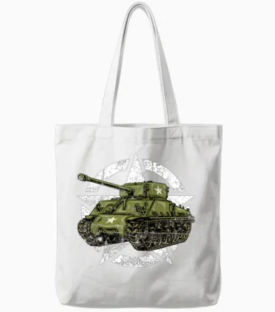 Sherman M4 World War 2 Army Tank Vintage Tank a Military Boy Tote Bags - White