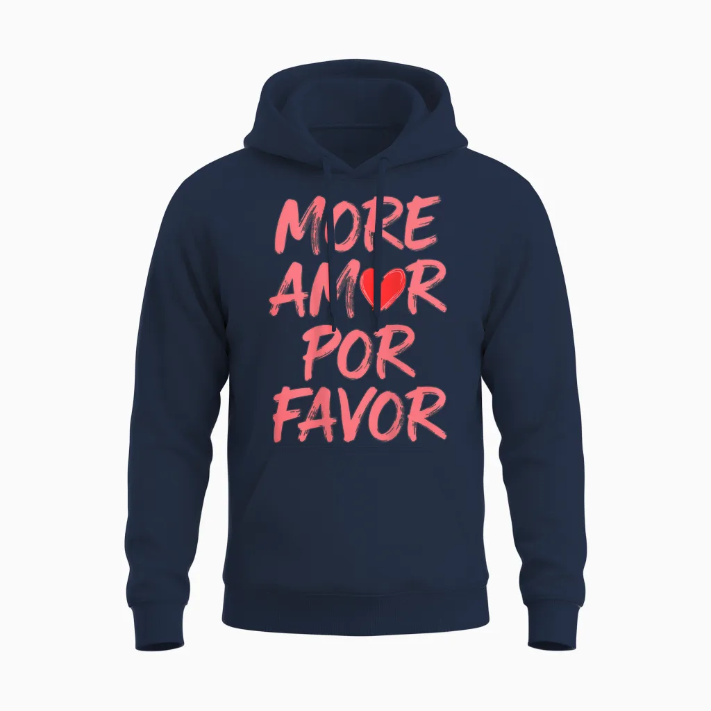 More Amor Por Favor Zitat Herz Unisex Hoodie in Navy