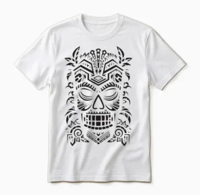 Tribal Tiki Mask Unisex T-Shirt - White