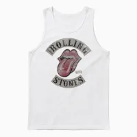 Official the Rolling Stones Vintage Tour 1978 Black Unisex Tank Top in White - 1