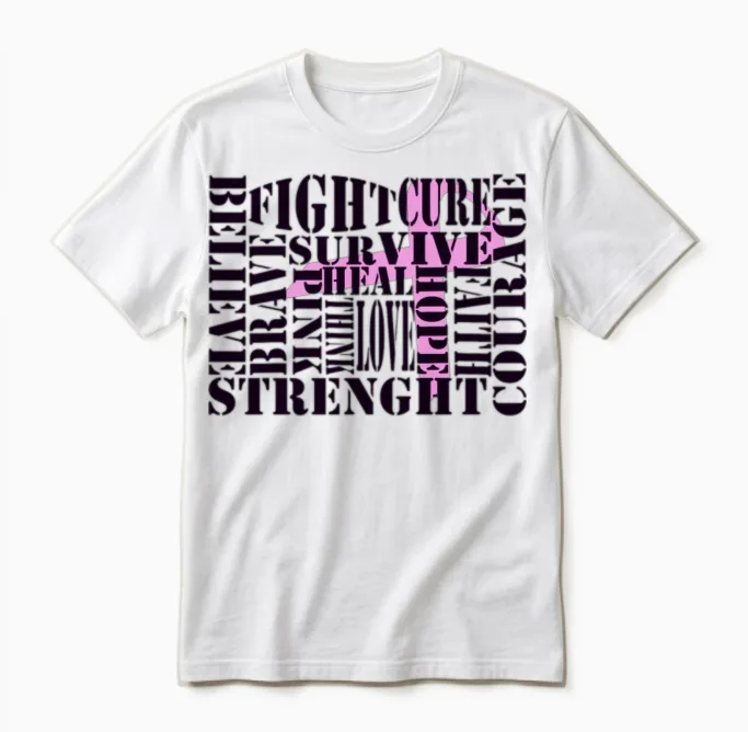 Breast Cancer Words Awareness Unisex T-Shirt in White