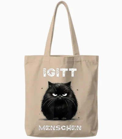 Lustiges Katzen Spruch T-Shirt Igitt Menschen T-Shirt, Black Tote Bags - Natural
