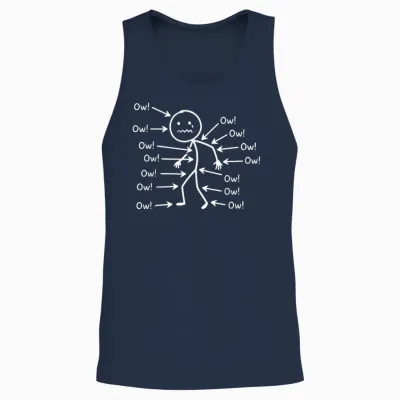 Funny Ow Body Pain Personnage Humour Design Unisex Tank Top - Navy
