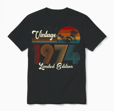 Vintage 1974 Limited Edition 51st Birthday Unisex T-Shirt - Black