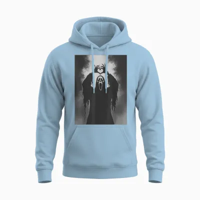 Ghost Heart Hands Scary Face Horror Poster Halloween Unisex Hoodie - Light Blue
