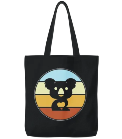 Koala Retro Tote Bags - Black