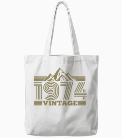 Vintage 1974 Birthday Mountains Hiking Climbing Tote Bags - White