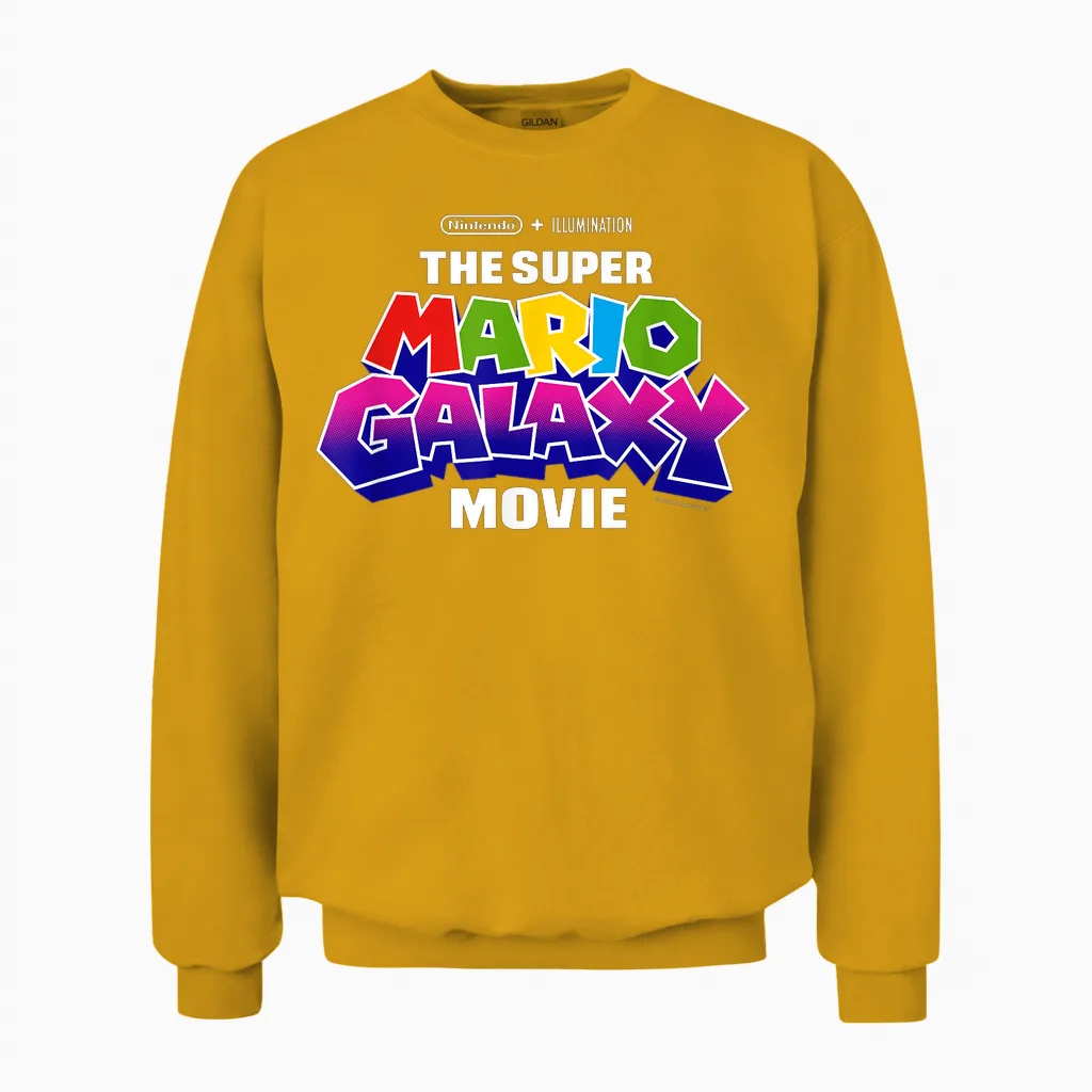 The Super Mario Galaxy Movie Logo Unisex Sweatshirt in Gold