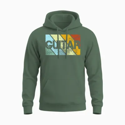 Guitar Retro Unisex Hoodie - Military Green