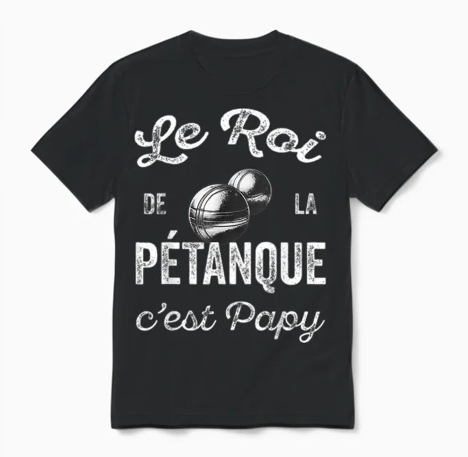 Humour Petanque Gift for Grandpa King of Petanque T-Shirt, Black, S Unisex T-Shirt in Black