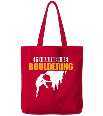 I'd Rather Be Bouldering Climbing Boulder Tote Bags - Red