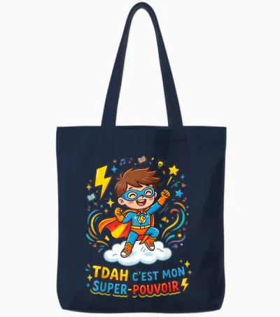 Humour Tdah C'est Mon Super Pouvoir Tote Bags - Navy