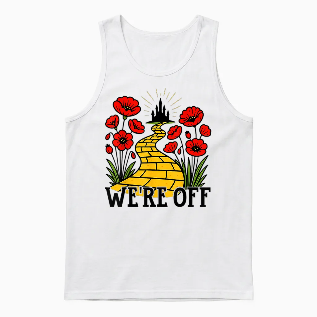 We're off Yellow Brick Road Shirt Witch Halloween Costume Unisex Tank Top in White
