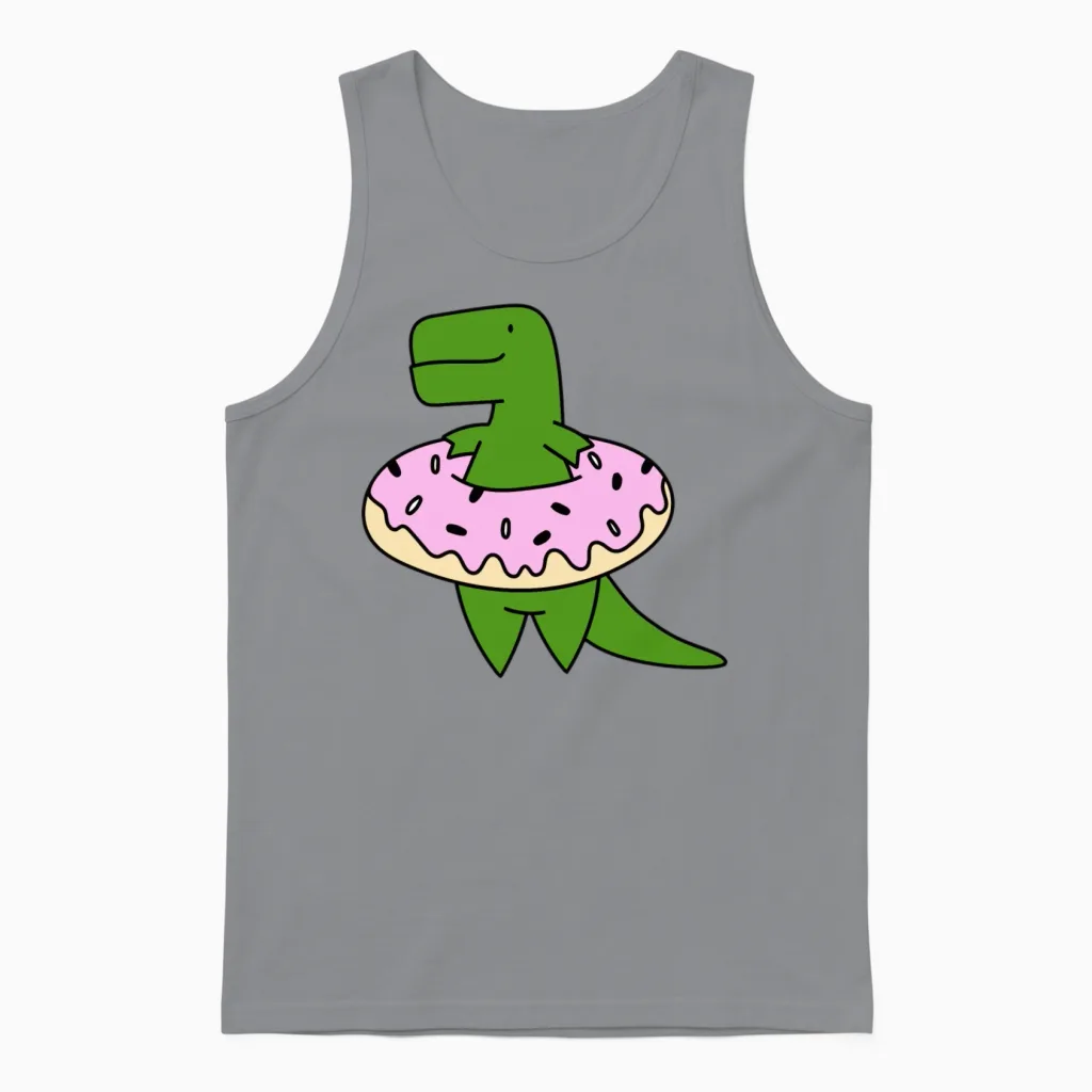 Funny Pizza Dinosaurus Unisex Tank Top in Sport Grey