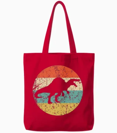 Spinosaurus Silhouette Retro Dinosaur Tote Bags - Red