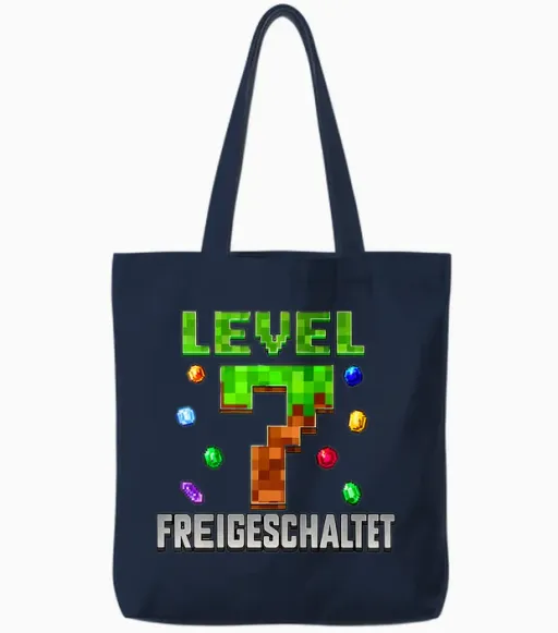 Level 7 Unlocked Gamer Birthday Tote Bags - Navy