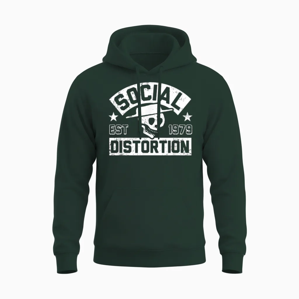 Offizielle Social Distortion T-Shirt, Unisex Erwachsene, Punk-Rock-Fans, Klassisch, Kurzarm, T-Shirt, Schwarz, S Unisex Hoodie in Forest