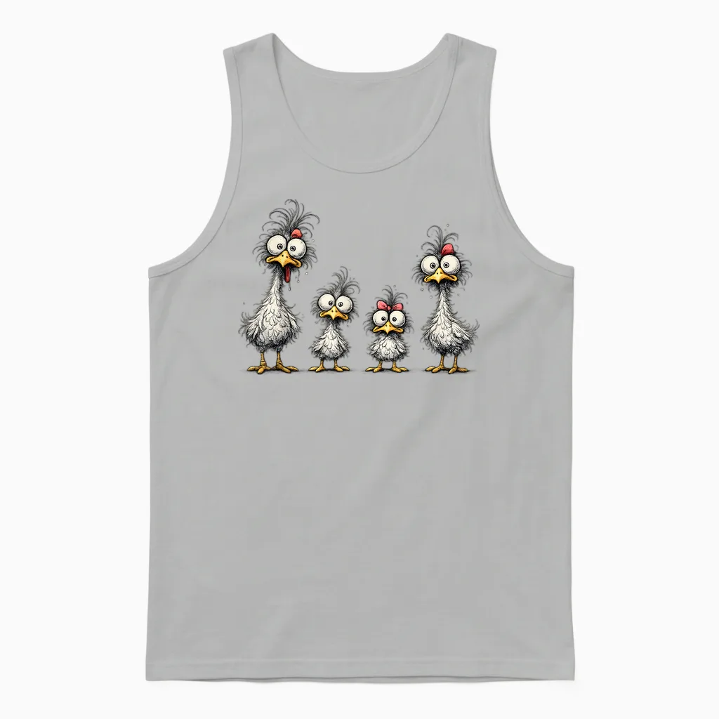 Eagerlys Bunte Lustige Hühner-Kunst, Verrückte Hühnerfamilie Unisex Tank Top in Ash