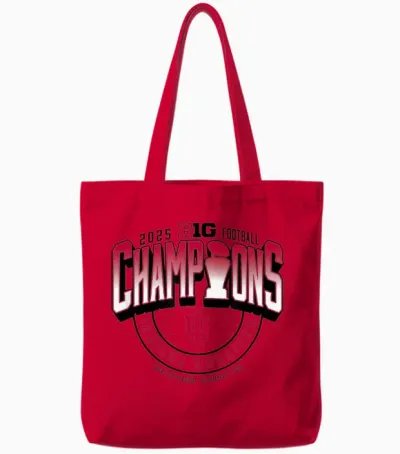 Indiana Hoosiers Big Ten Champs 2025 Football Locker Room Tote Bags - Red
