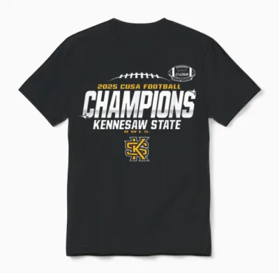Kennesaw State Owls C-Usa Champs 2025 Football Locker Room Unisex T-Shirt - Black