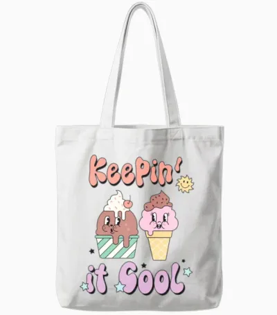 Keepin in Cool, Summer, Retro, Tote Bags - White