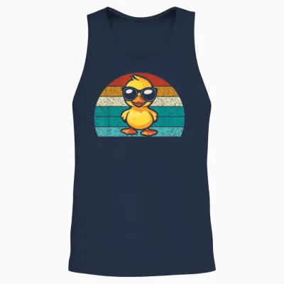 Coole Gelbe Retro Ente Mit Sonnenbrille, Lustige Ente Unisex Tank Top - Navy