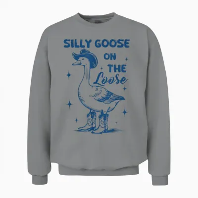 Funny Retro Vintage Meme Silly Goose on the Loose Unisex Sweatshirt - Sport Grey
